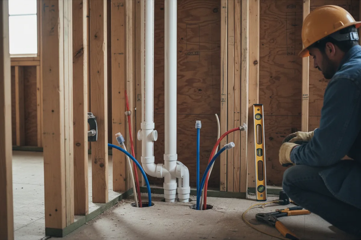 Drain and supply rough-in during Sump Pump Repair in Hanover